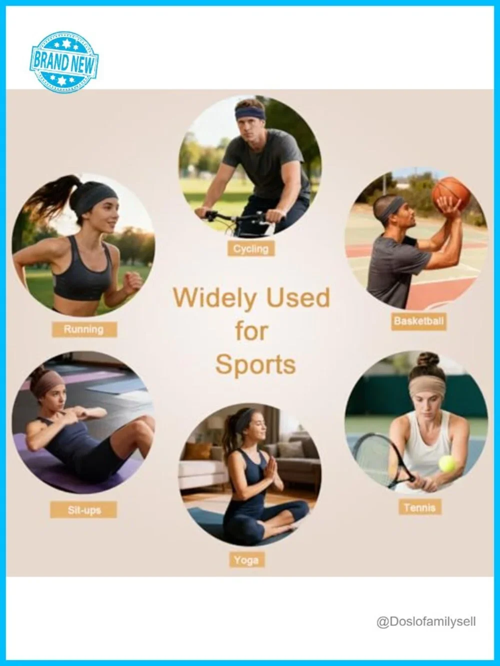 6 Pack Non Slip Stretchy Headbands for Women Sports Yoga Workout